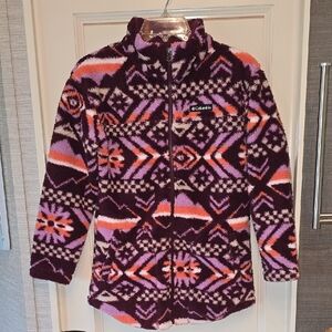 Girls Columbia Sweater Full Jacket with Bold Pattern. L